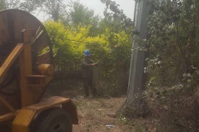 10千伏棗康工535線路導線更換施工現場