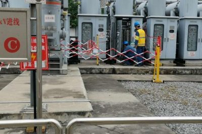 在330kV長(zhǎng)樂變電站內(nèi)進(jìn)行1550長(zhǎng)備四間隔配合電纜穿倉(cāng)