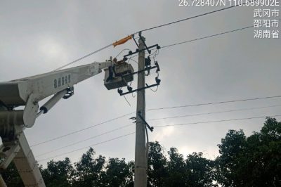 對(duì)10千伏法高線安電支線12號(hào)桿進(jìn)行帶電解開支線三相引線作業(yè)